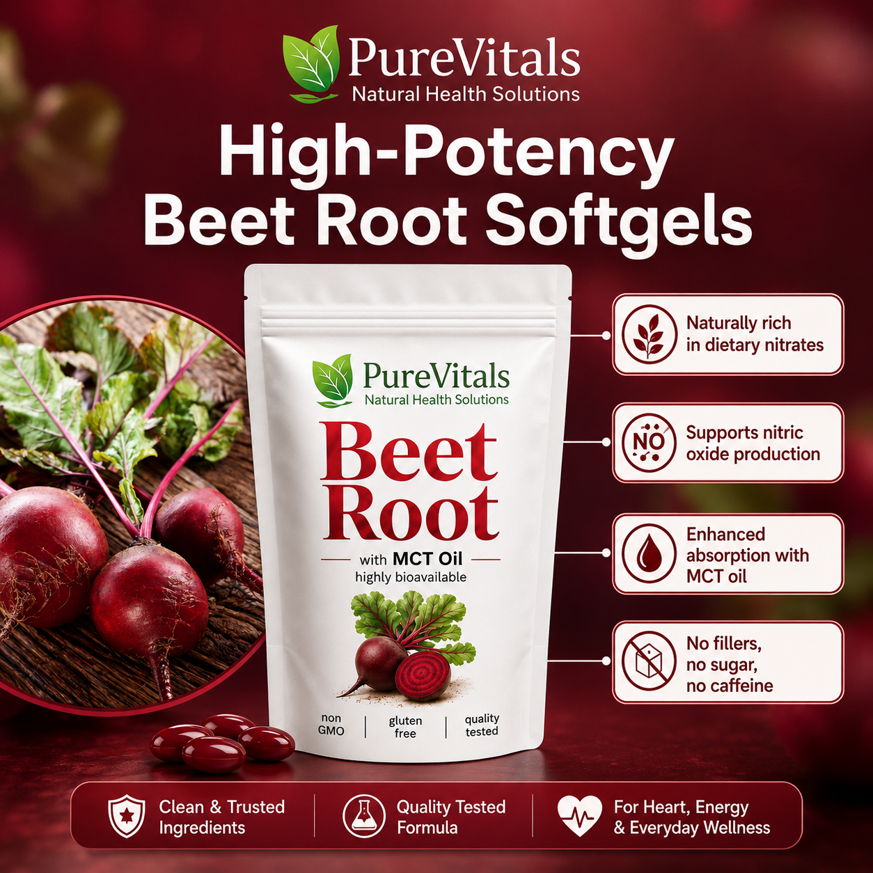 Beetroot Soft Gels with MCT Oil